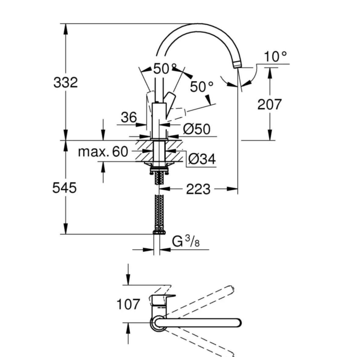 Grohe Einhand-Spültischbatterie Start Edge 1/2"