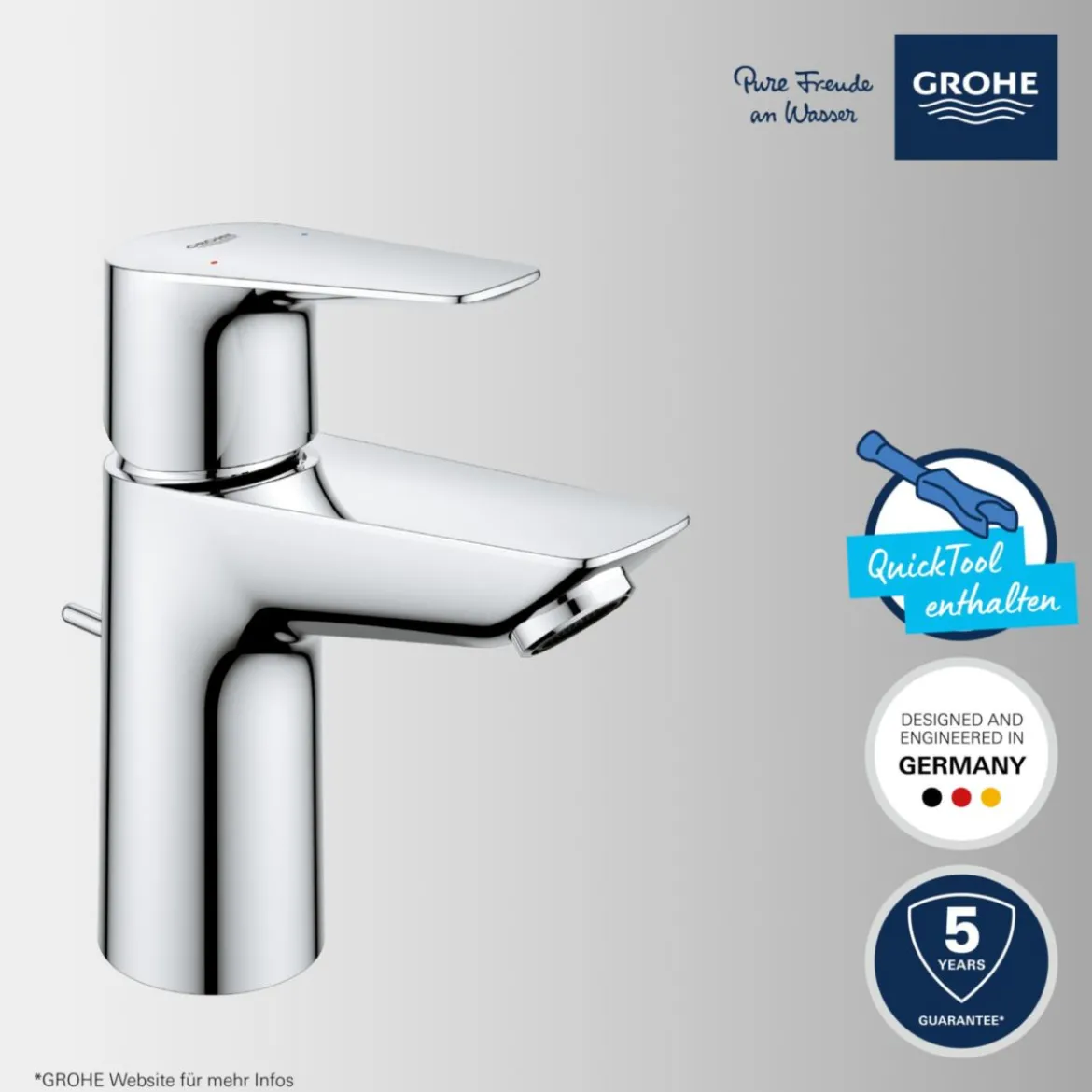 Grohe Einhand-Waschtischbatterie Start Edge chrom Durchmesser 4,5 x 14,7 cm