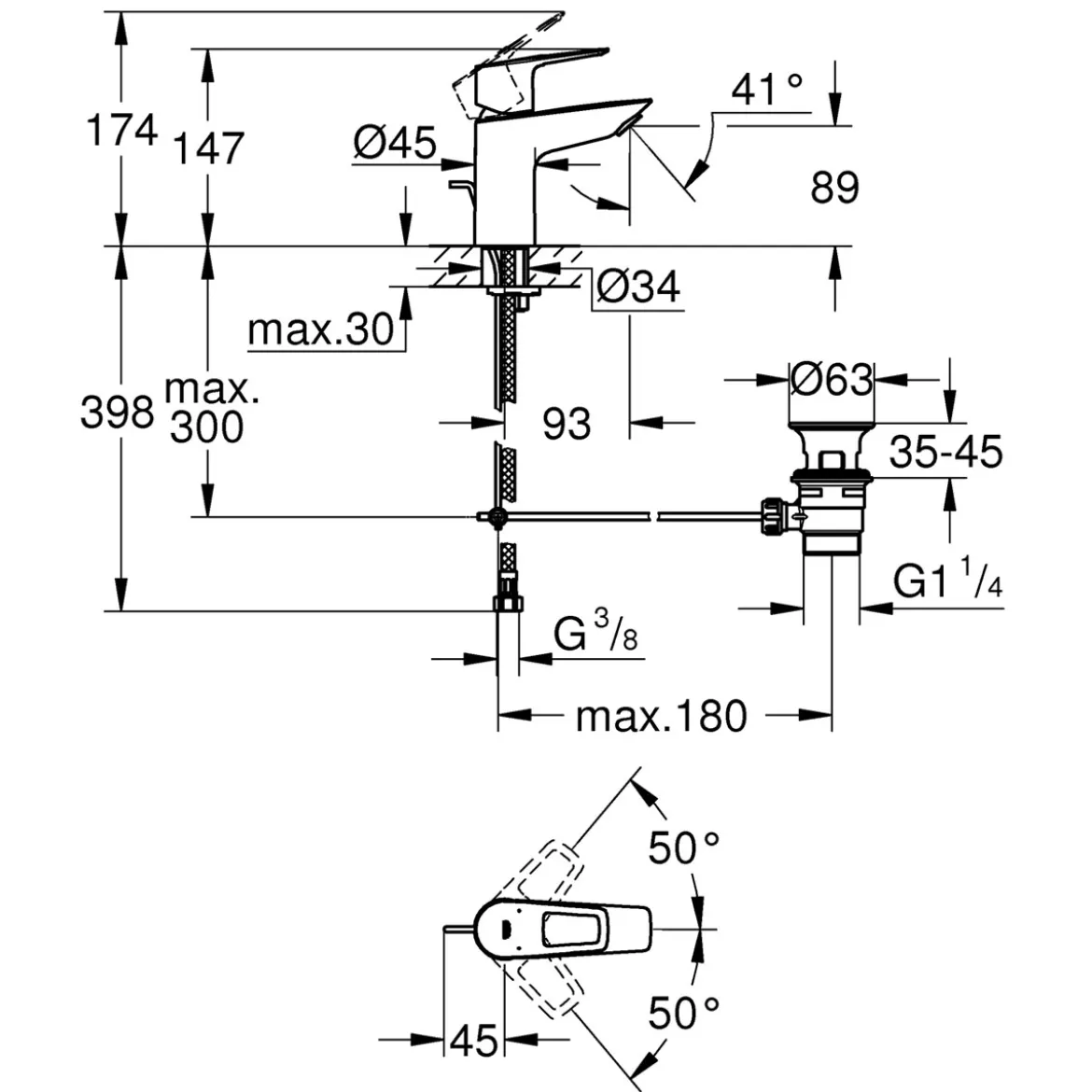 Grohe Waschtischarmatur Start Loop chrom
