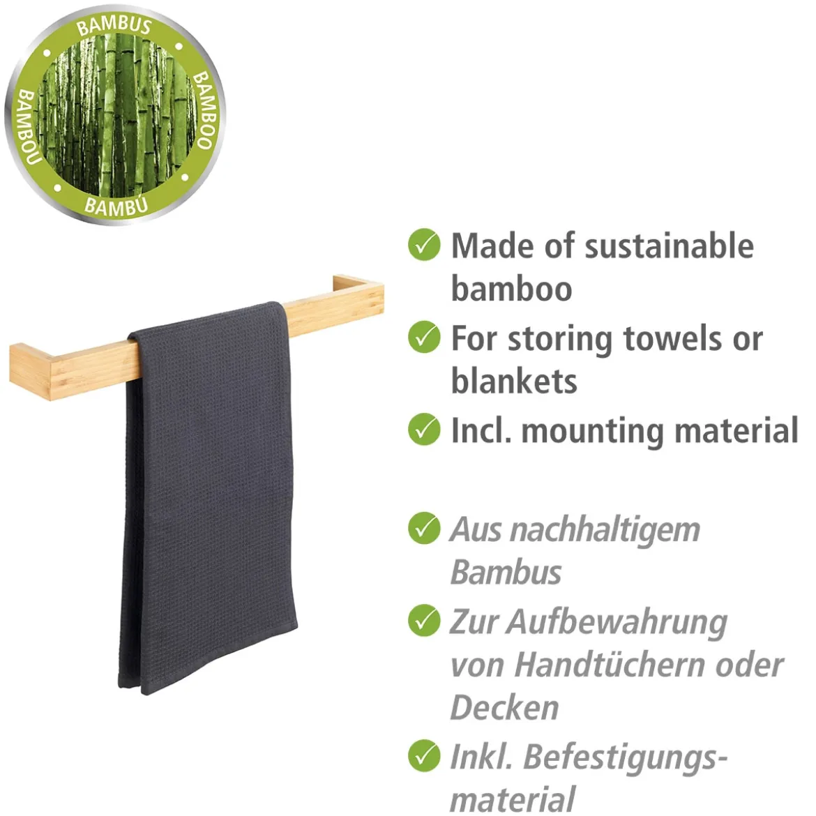 Handtuchhalter 60 cm Bambusa