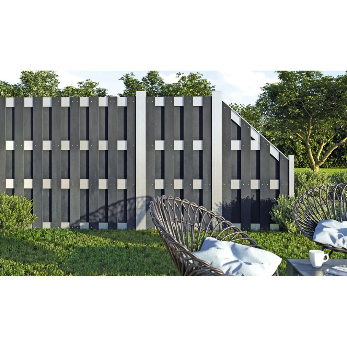 Hartmann Zaun-Grundelement WPC/Alu 180 x 180 cm anthrazit/silber