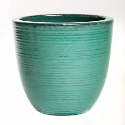 Haveson Pflanztopf Feine Rille türkis glasiert Durchmesser 28 x 27 cm