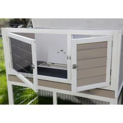 Kleintierstall Lucky 115 x 100 x 65 cm weiß-braun