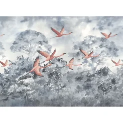 KomarVlies Fototapete Flamingos in the Sky 400x280 cm