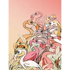 KomarVlies Fototapete Flamingos and Lillys 200x280 cm
