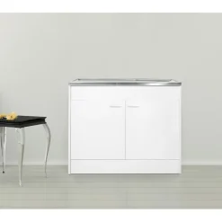 Kompl. Spuele 100x50cm weiss Drehtuer