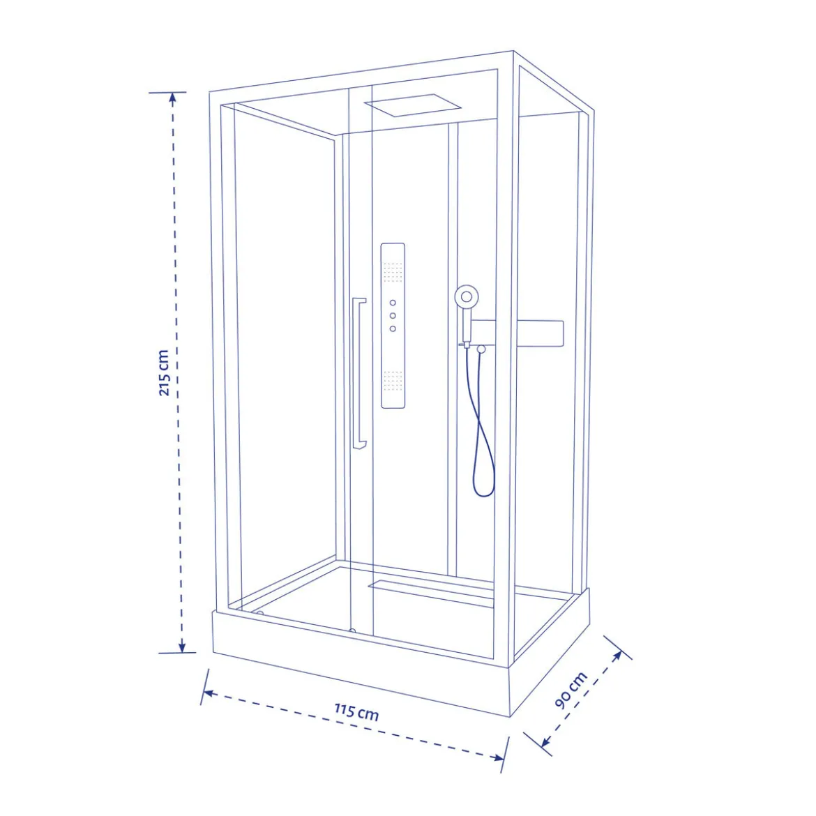 Komplettdusche Urban 2 Rectangle BxHxT115x215x90, Alu. Schwarz