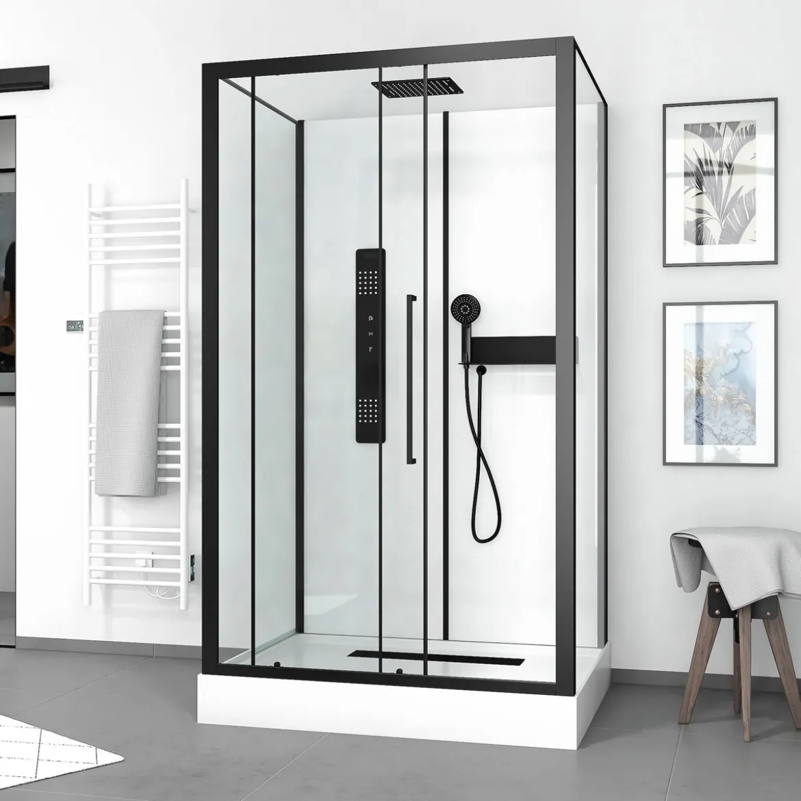 Komplettdusche Urban 2 Rectangle BxHxT115x215x90, Alu. Schwarz