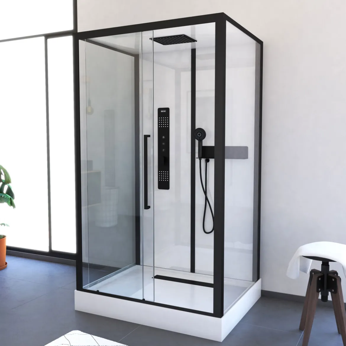 Komplettdusche Urban 2 Rectangle BxHxT115x215x90, Alu. Schwarz