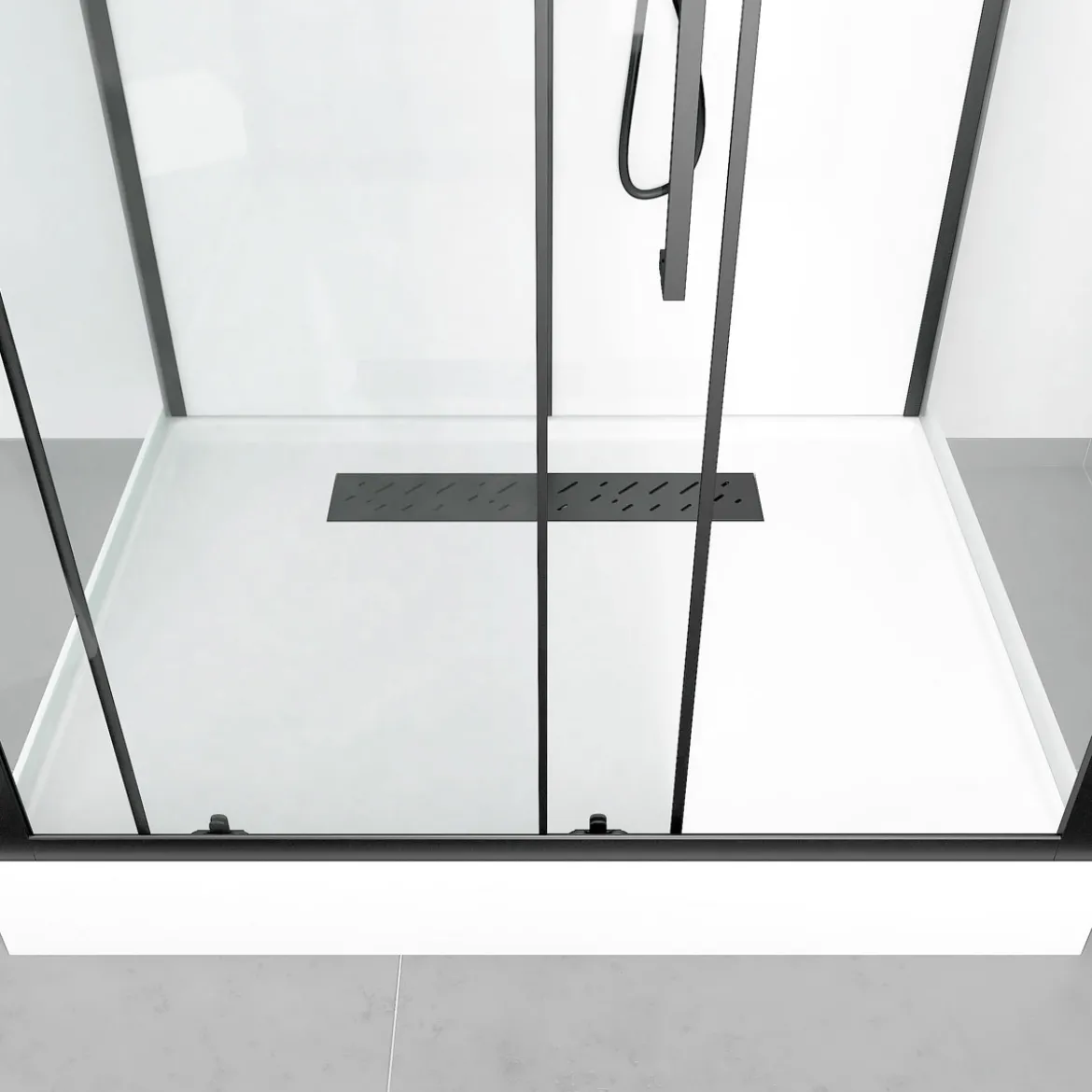 Komplettdusche Urban 2 Rectangle BxHxT115x215x90, Alu. Schwarz