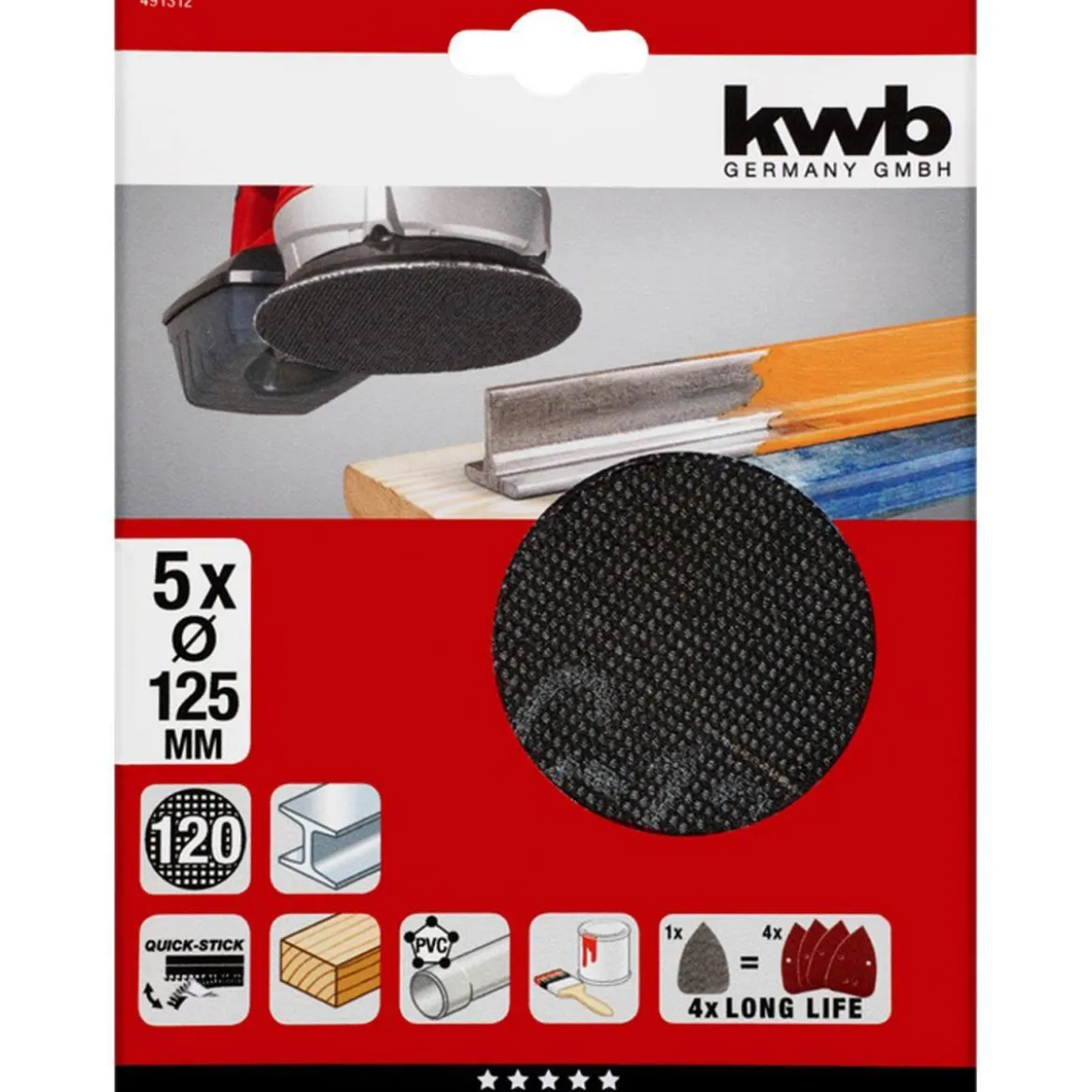 kwbGitterleinen für Exzenterschleifer Durchmesser 125 mm K120