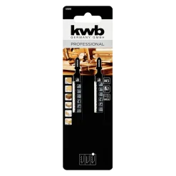 kwb HCS-Stichsägeblätter Down-Cut mit T-Schaft für Laminat und Holz fein, 2-tlg.117 mm