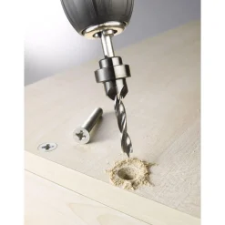 kwbHolzspiralbohrer-Set mit Aufstecksenker und Tiefenstop 3 teilig Durchmesser 4 mm