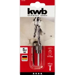 kwbHolzspiralbohrer-Set mit Aufstecksenker und Tiefenstop 3 teilig Durchmesser 5 mm