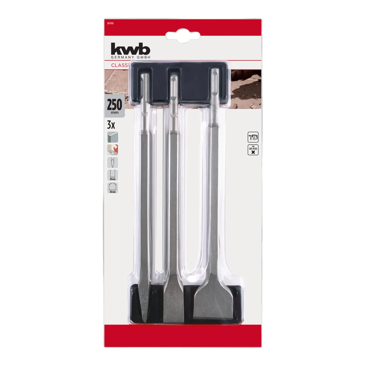 kwb Meißel-Set Classic SDS Plus 3-tlg. 250 mm