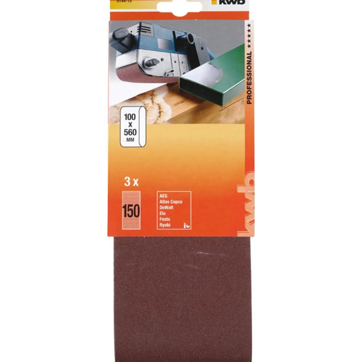 kwbSchleifbänder Holz und Metall 100 x 560 mm K150