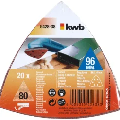 kwbSchleifdreiecke Quick Stick Holz und Metall 93 mm K80