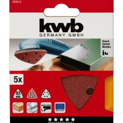 kwbSchleifdreiecke Quick Stick Holz und Metall 93 mm K120