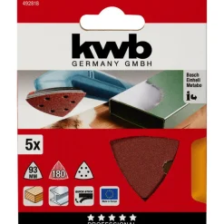 kwbSchleifdreiecke Quick Stick Holz und Metall 93 mm K180