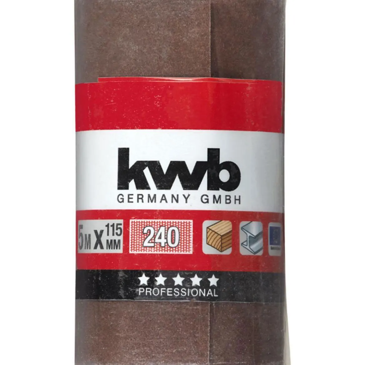 kwbSchleifmittel-Rollen Holz und Metall 5 m x 115 mm K240