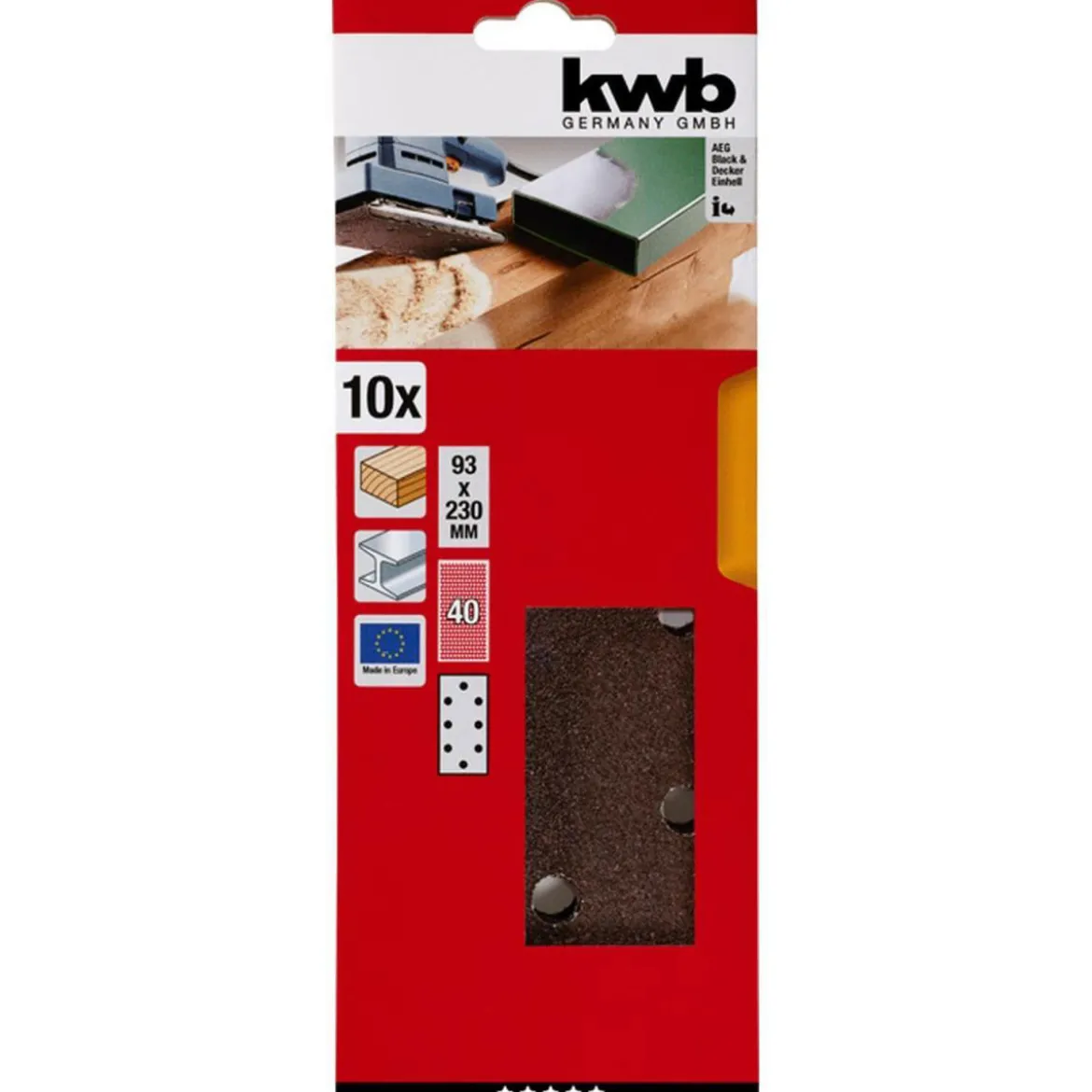 kwbSchleifstreifen Holz und Metall 93 x 230 mm K40