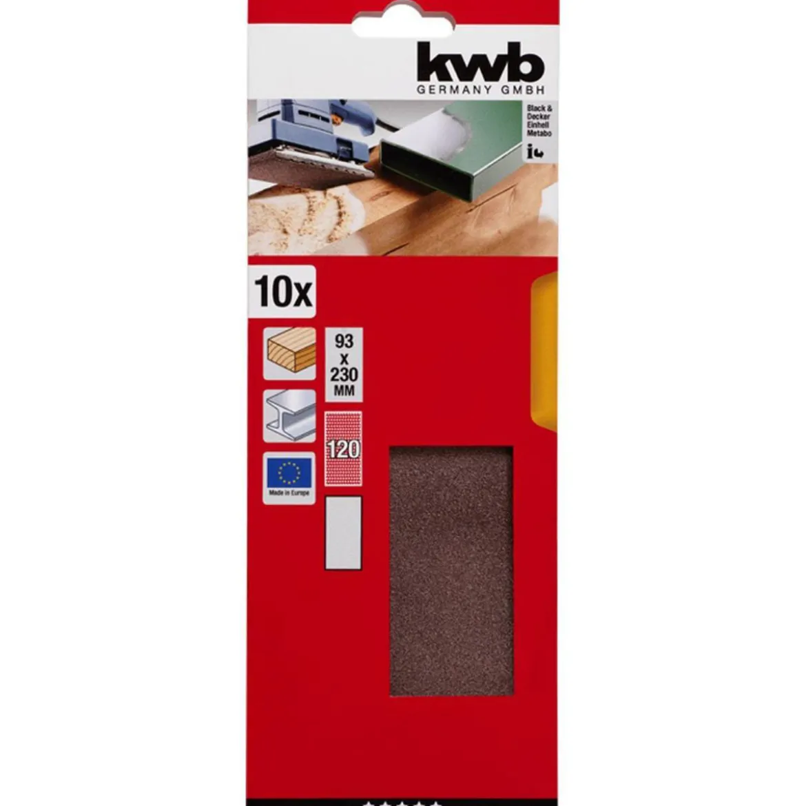 kwbSchleifstreifen Holz und Metall 93 x 230 mm K120