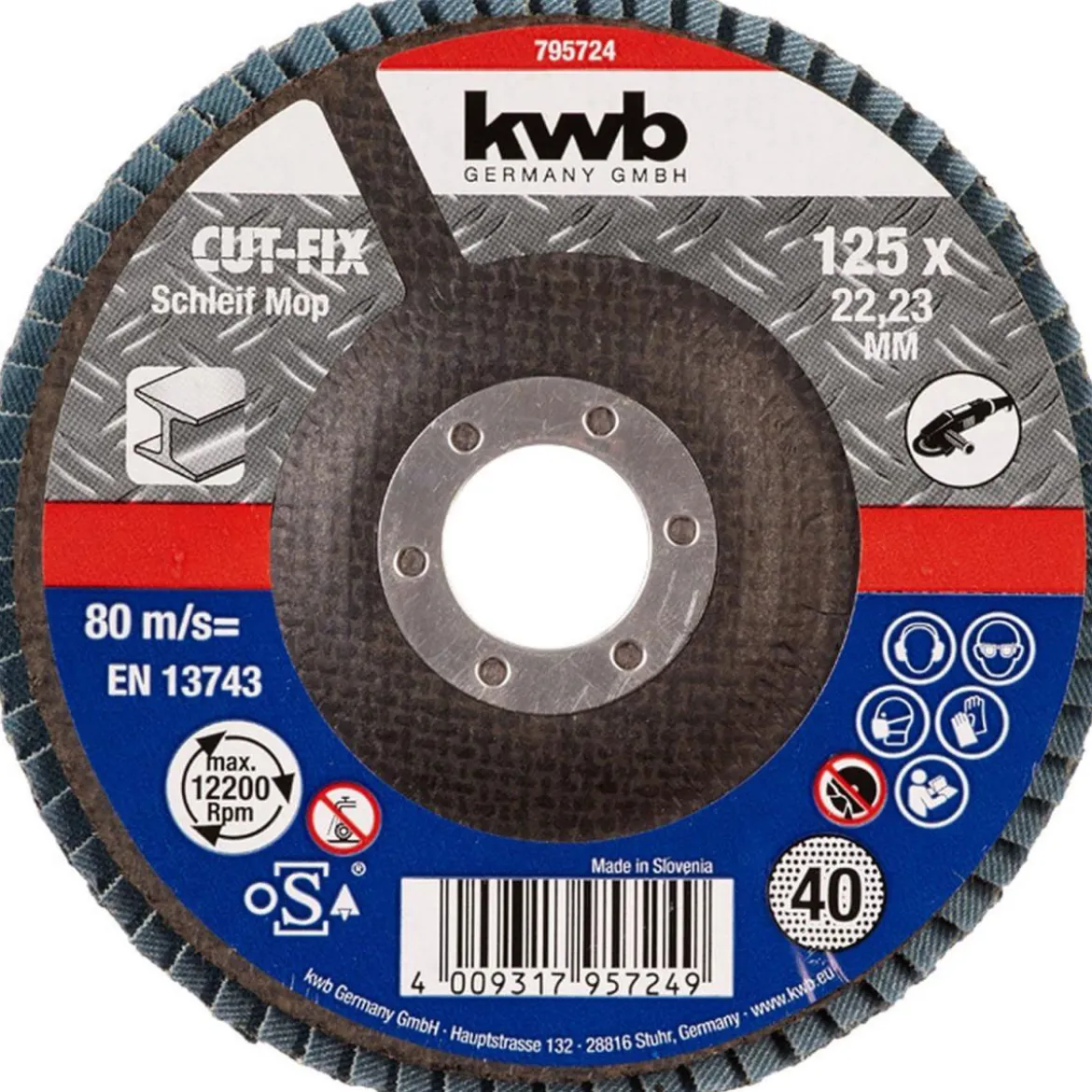 kwbZirkon-Schleifmop Durchmesser 125 mm K40