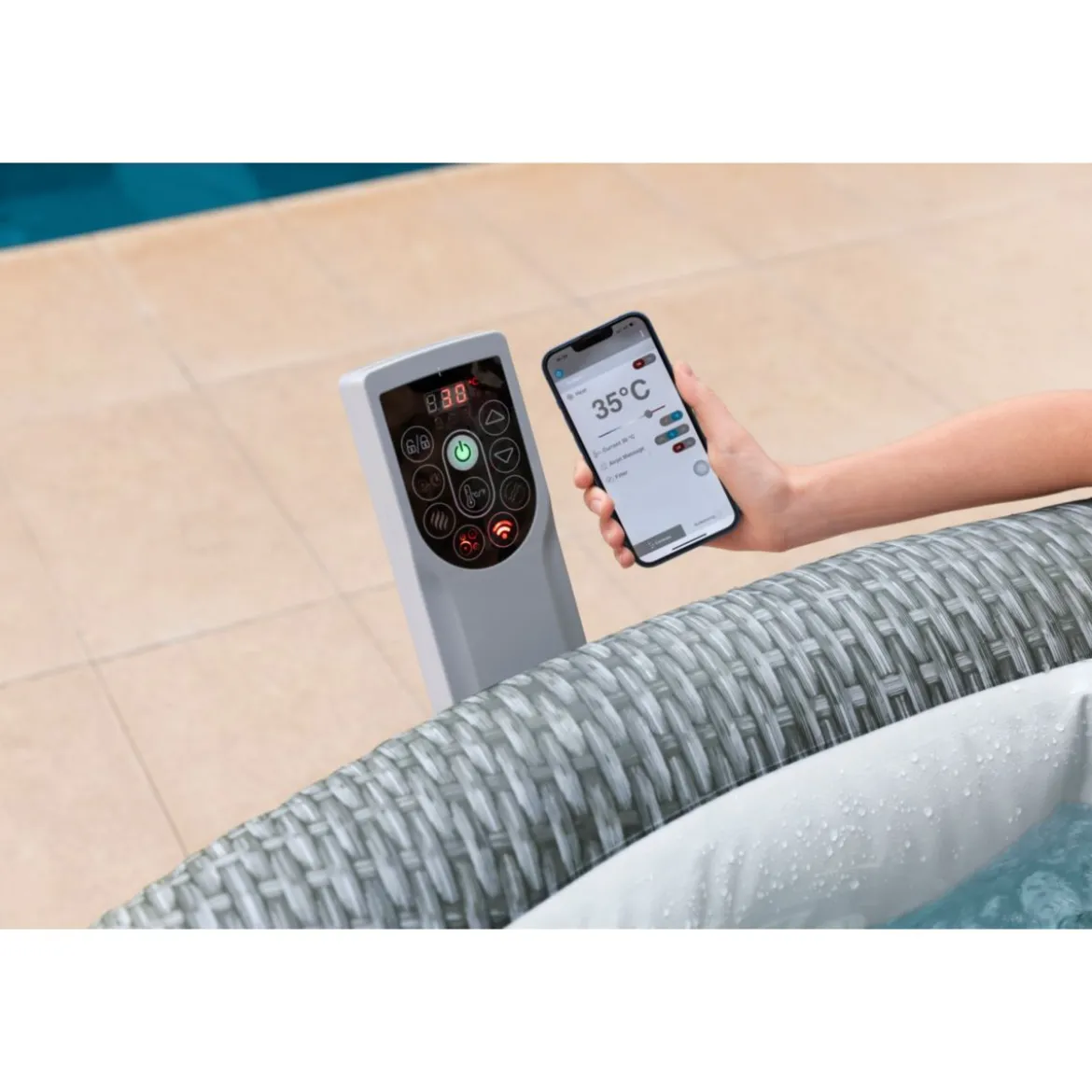 LAY-Z-SPA Whirlpool Bali 196x71cmGrau Rattan Rund