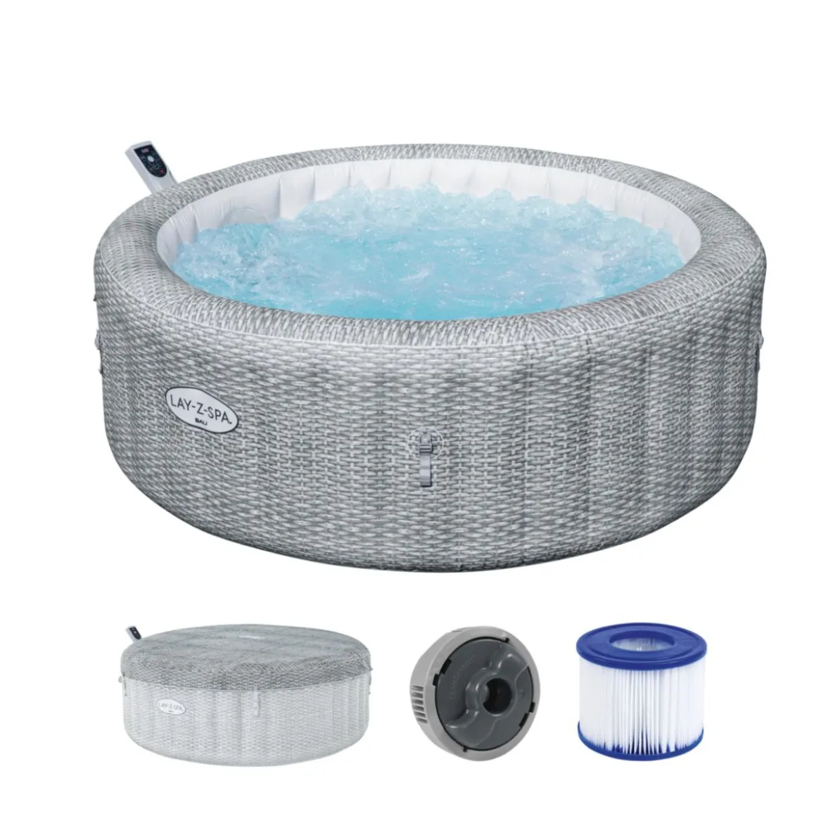 LAY-Z-SPA Whirlpool Bali 196x71cmGrau Rattan Rund