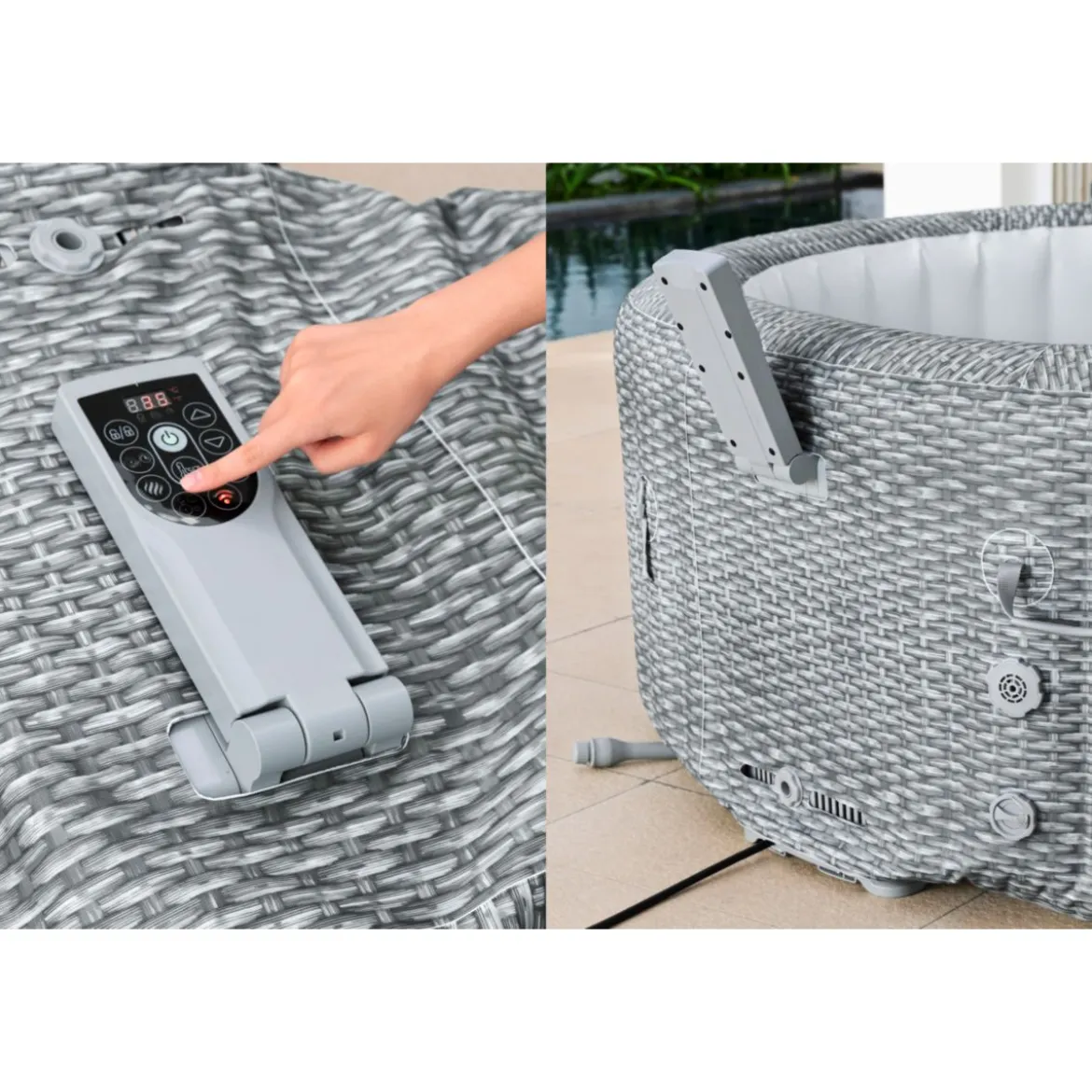 LAY-Z-SPA Whirlpool Bali 196x71cmGrau Rattan Rund