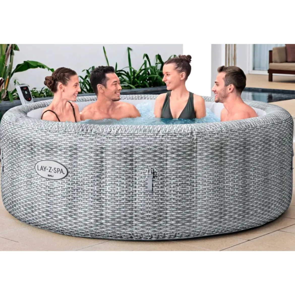 LAY-Z-SPA Whirlpool Bali 196x71cmGrau Rattan Rund