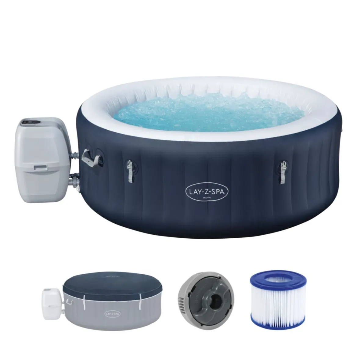 Lay-Z-Spa Whirlpool Miami AirJet4 Personen Dm. 180x66 cm, Dunkelblau