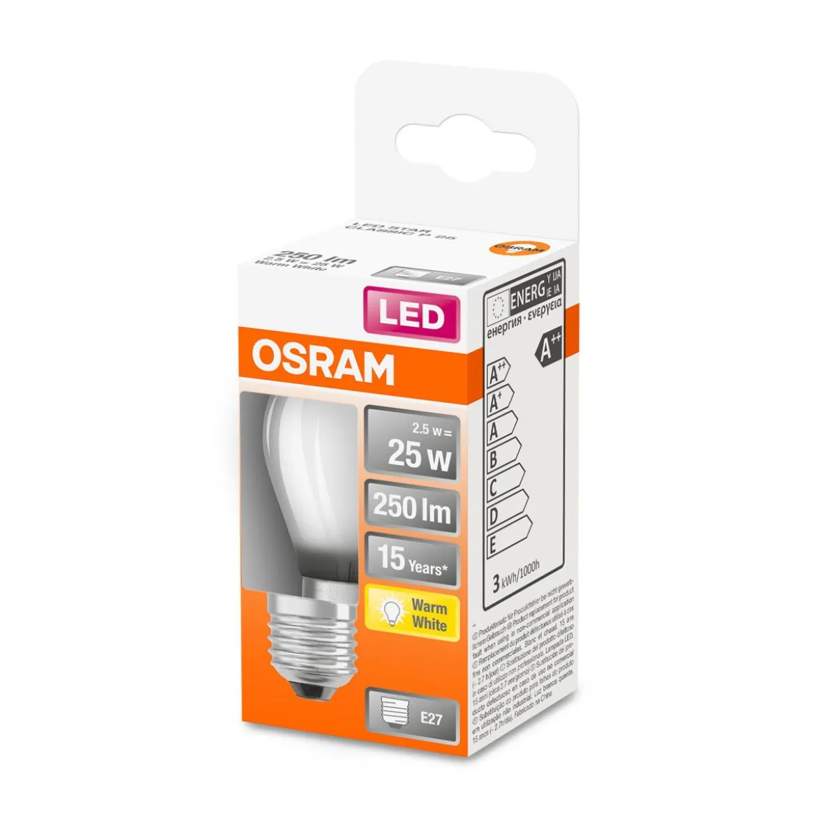 LED Tropfen E27 250lm 2.700K 25 WErsatz warmweiss Filament matt