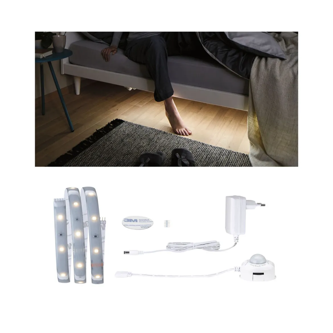 MaxLED 250 Comfort Set Bett 1m Warmweiss2700K Protect Cover IP44 4W 24V Silb