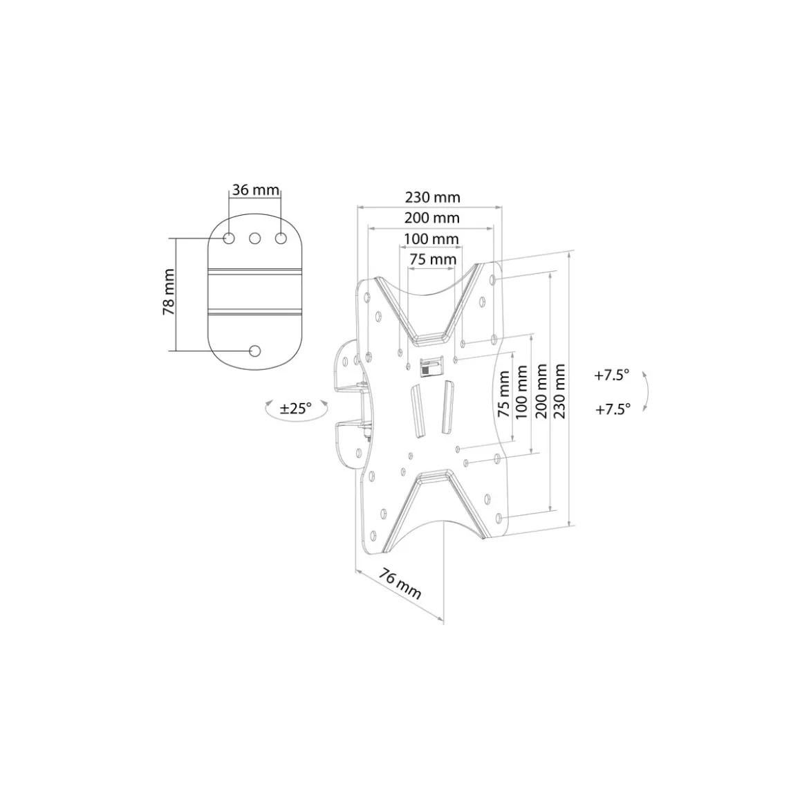 Motion 1 TV-Wandhalter 58-117cm1 Gelenk max. 25kg