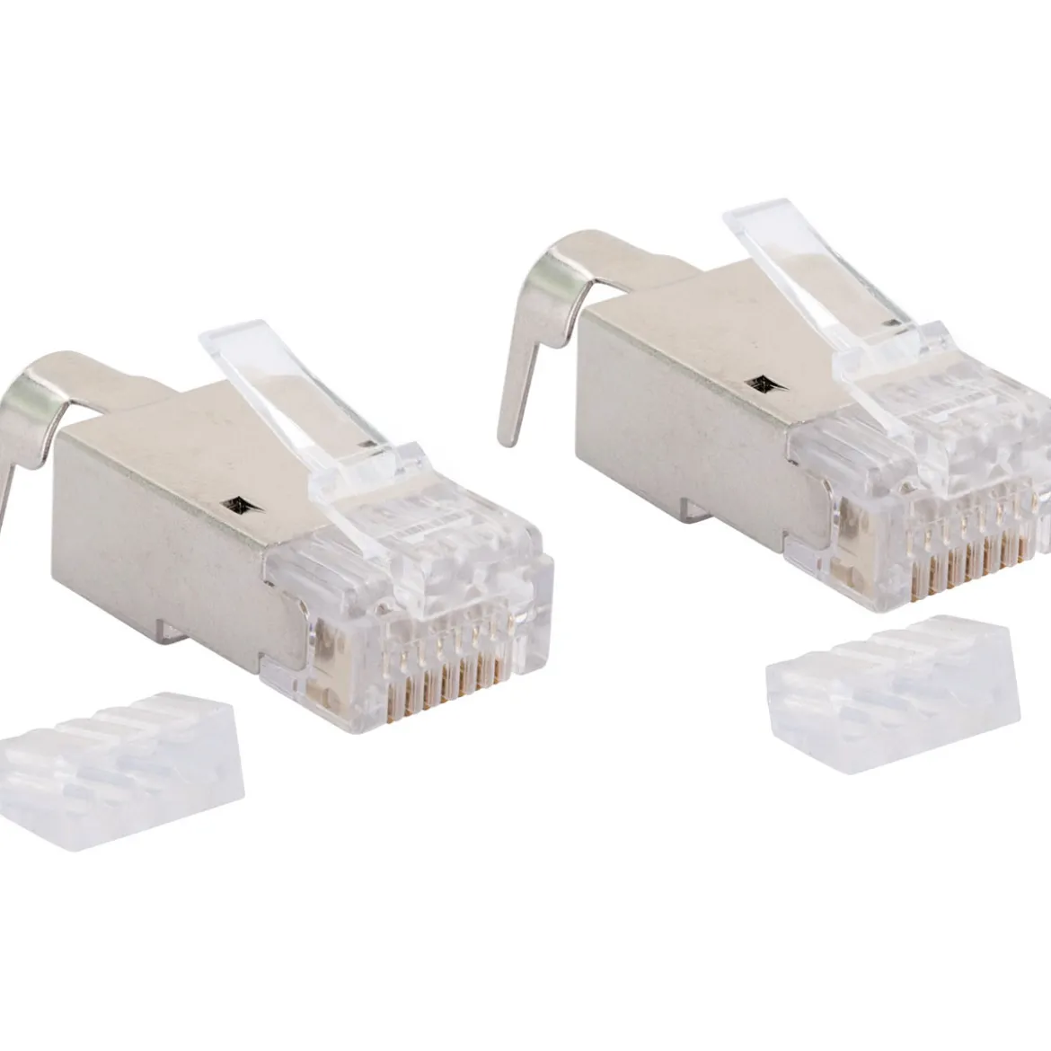 Netzwerkstecker 8-8- 2 Stueck CAT 6a/CAT7 silber/grau