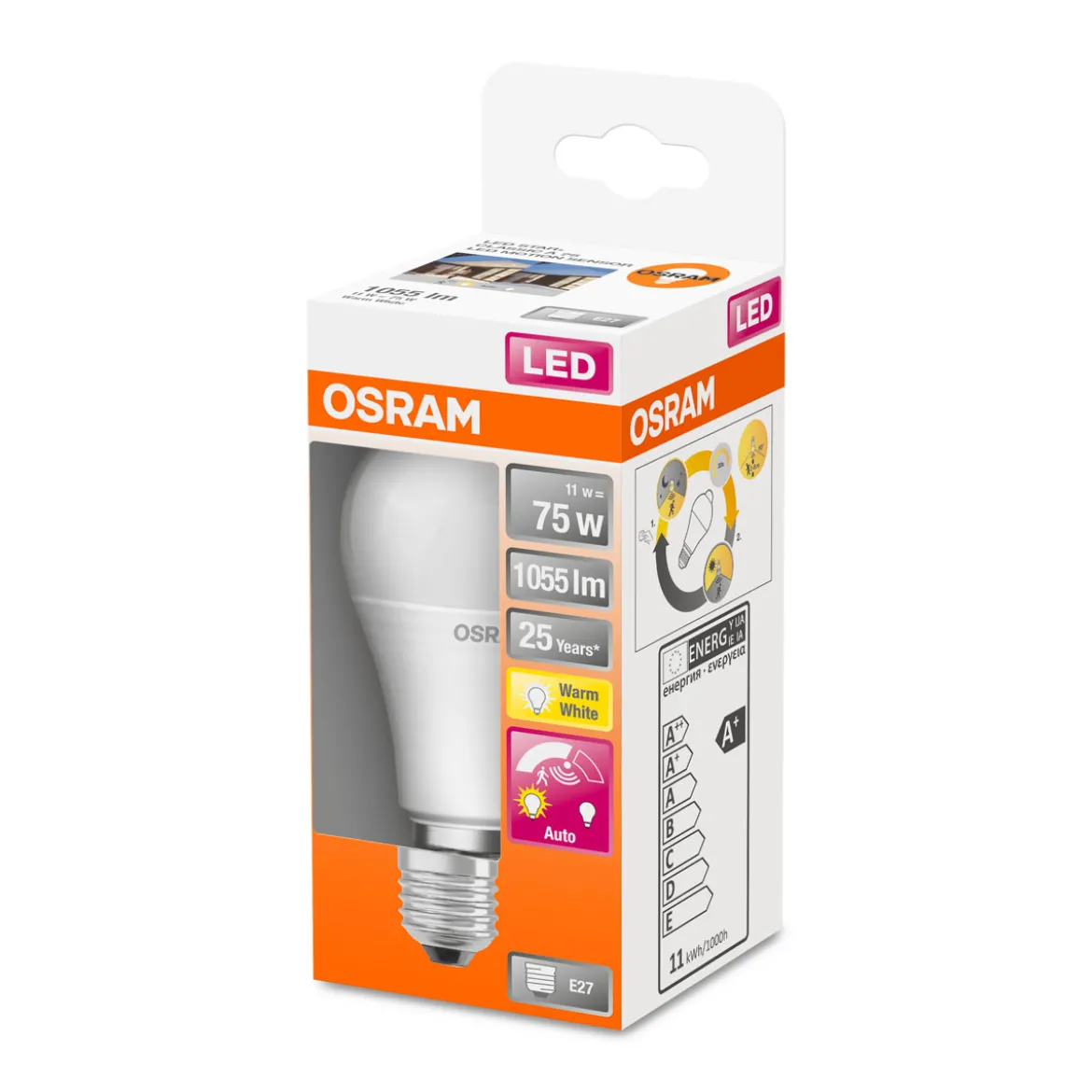 Osram LED-Leuchtmittel E27 warmweiß 75W Bewegungssensor