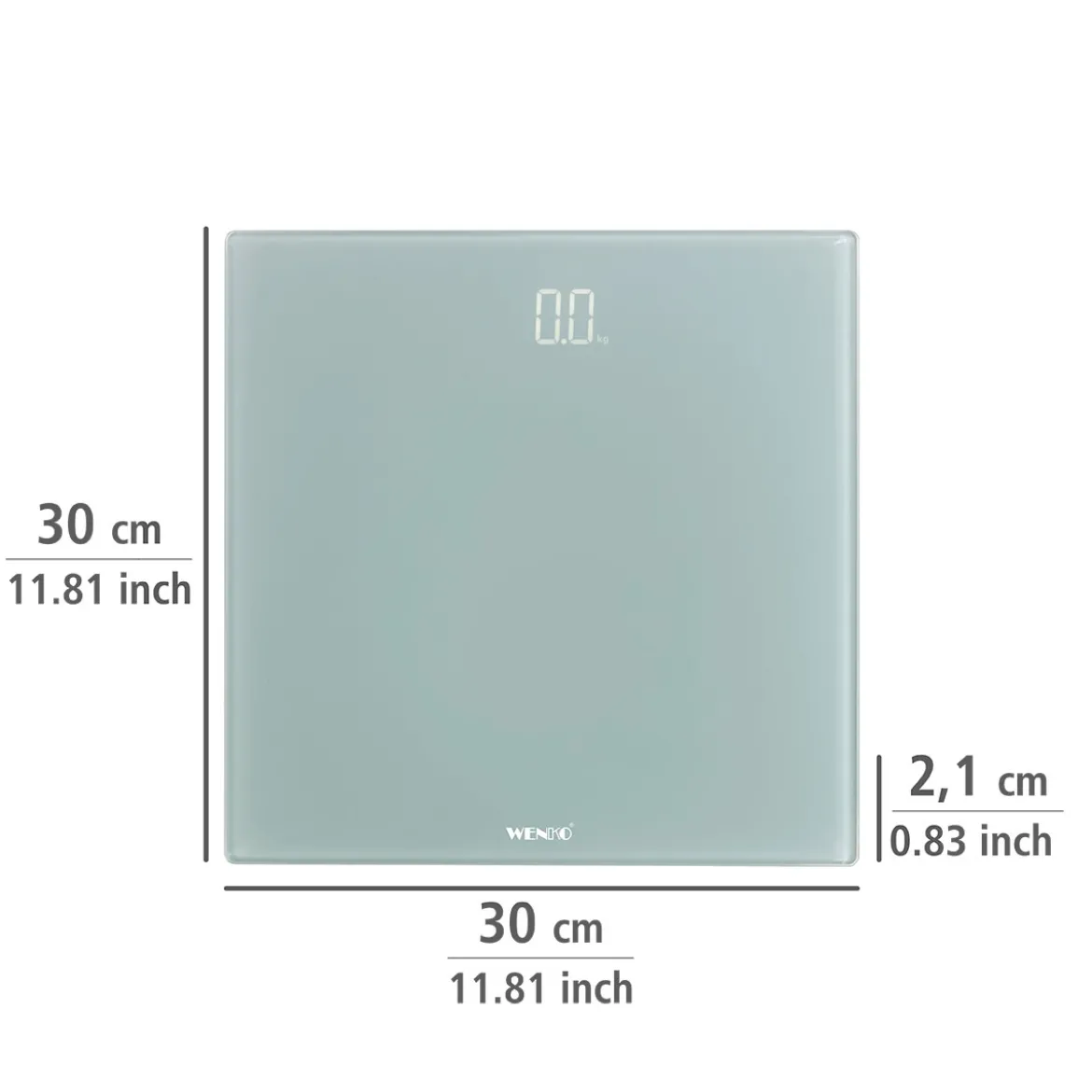 Personenwaage LED 30x30cm grau