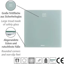 Personenwaage LED 30x30cm grau