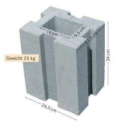 Pfostenfundamentstein 34x26,5x21,5 cm