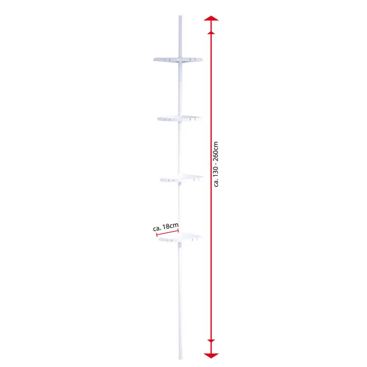 RidderTeleskop-Duscheckregal mit 4 Ablagen 130-260 cm weiß