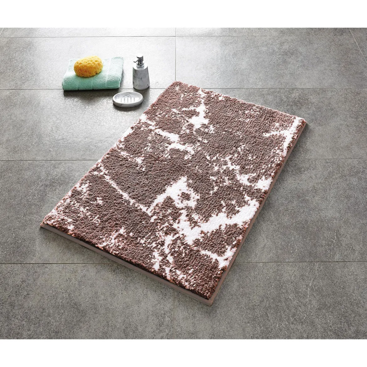 RidderTeppich Marmor 55 x 50 cm beige-weiß Polyester-Microfaser