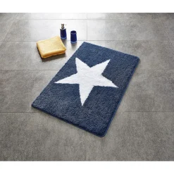 RidderTeppich Star 55 x 50 cm weiß-blau Polyester-Microfaser