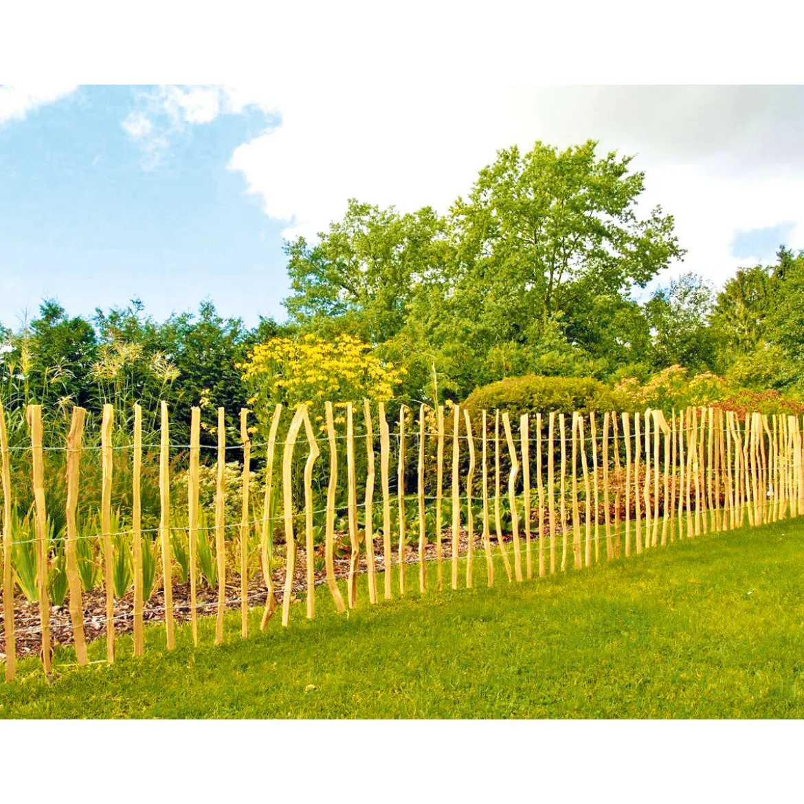 Rollzaun Natur 90x500 cm, Staketen 90 cmhoch, 500 cm lang