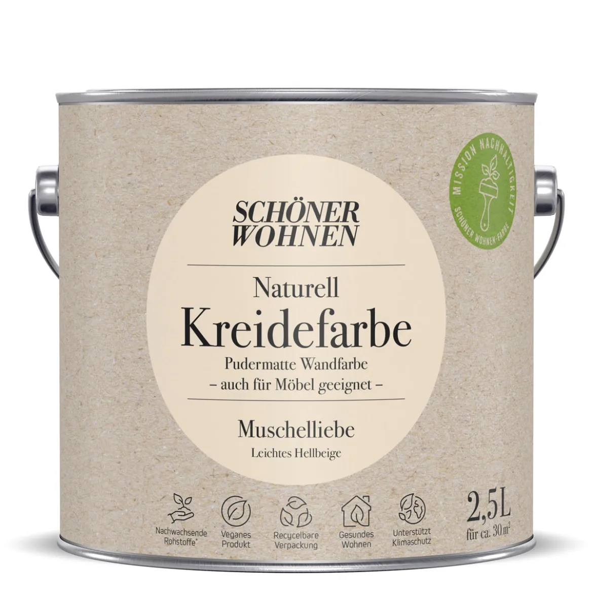 Schöner Wohnen FarbeNaturell Kreidefarbe 2,5 L Muschelliebe