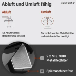 Schraeghaube 60 cm Glas EEK B schwarzmit Glasschirm LED Beleuchtung Druckkast