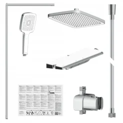 Schütte Überkopf-Brauseset Hawaii mit Thermostatarmatur, Chrom/Weiß