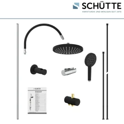 Schütte Überkopf-Brauseset Matao Rain chrom/Schwarz matt