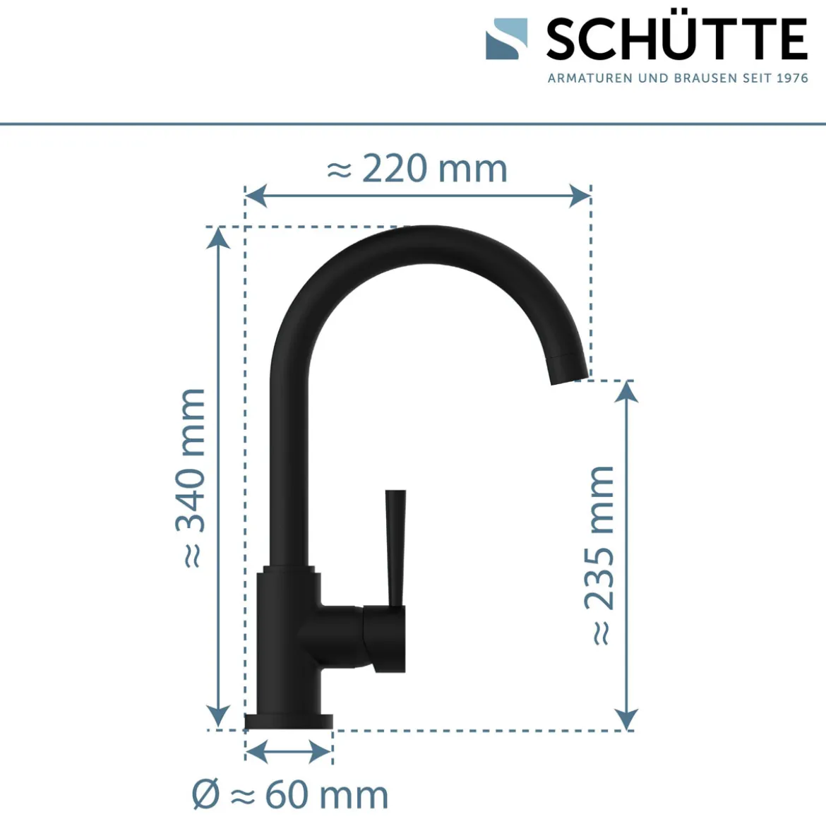 Schütte Spültischarmatur Cornwall Niederdruck schwarz matt