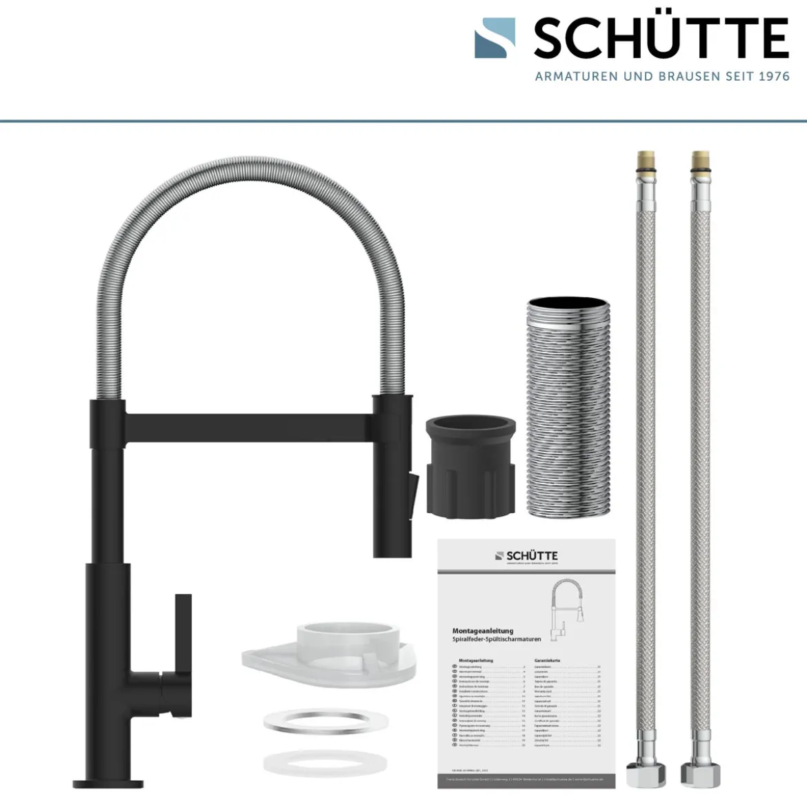 Schütte Spültischarmatur Miami schwarz matt Hochdruck ausziehbar